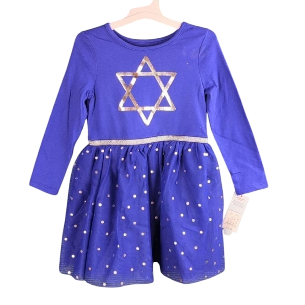 Hanukkah Dress Cat & Jack Blue & Silver Size 4T NWT